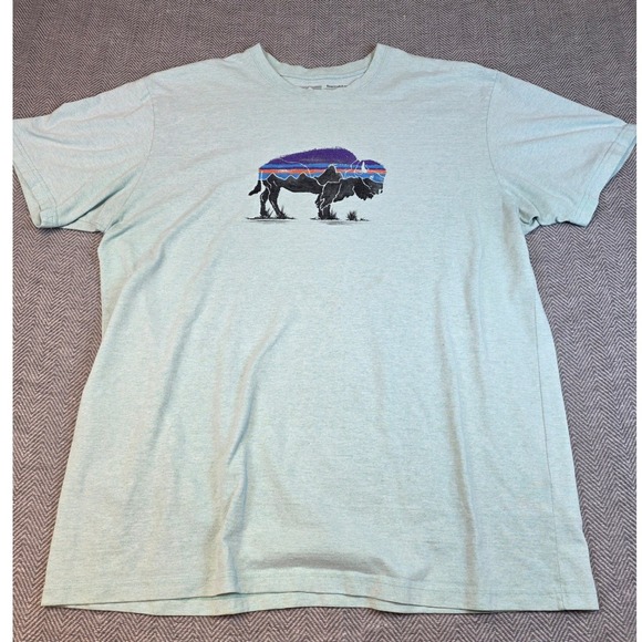 Patagonia Other - Patagonia Responsibili-Tee Mens XL Light Blue Buffalo Bison Graphic T-Shirt